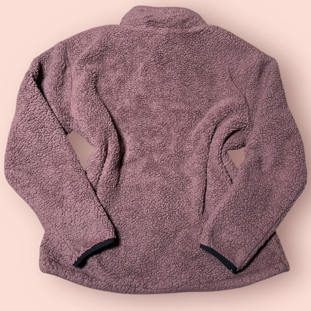 PINK Victoria’s Secret Sherpa Quarter Zip Pullover Sweatshirt Mauve Cozy Fleece - Picture 3 of 11